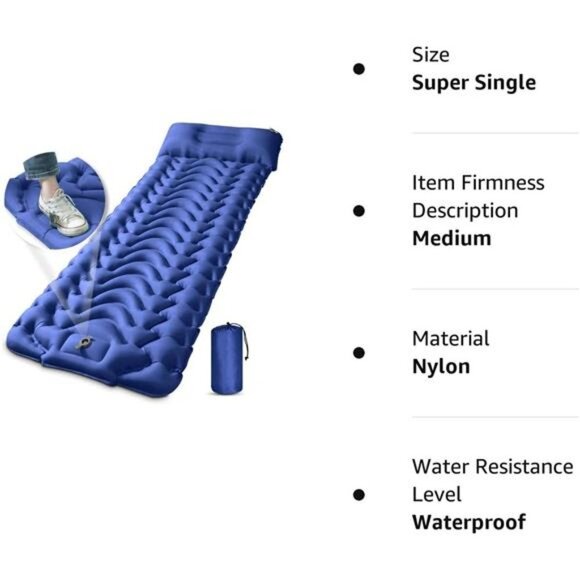 Camping Sleeping Pad,Extra Thickness 3.9Inch Inflatable Sleeping Mat with Pillow - Picture 7 of 7